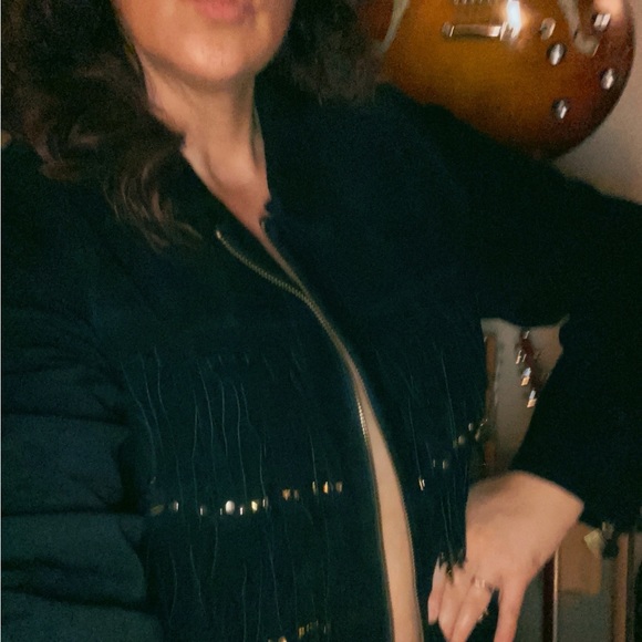 Black Suede Rock n Roll Leather Jacket - Picture 2 of 11